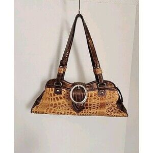 Vintage M.C. Leather Embossed Women’s handbag Brown Clean Inside